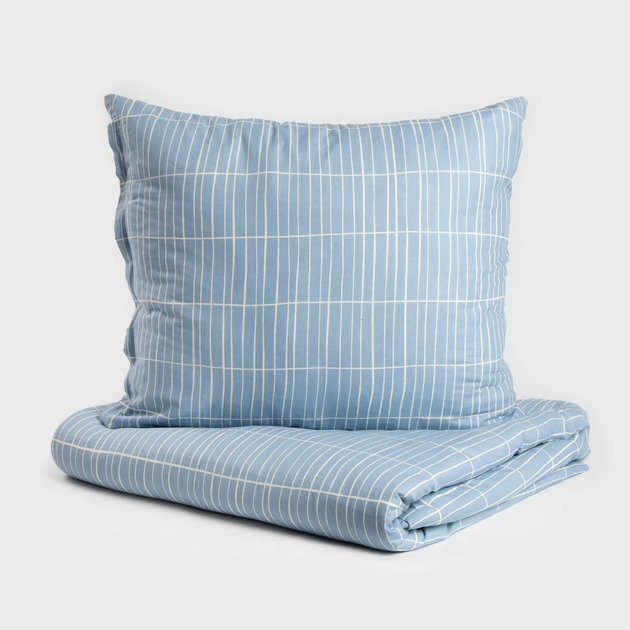 Комплект постільної білизни Homla Grila King Size Підковдра 220 x 200 см + 2 наволочки 70 x 80 см бавовняний у клітинку Синій (5906496729379) - зображення 2