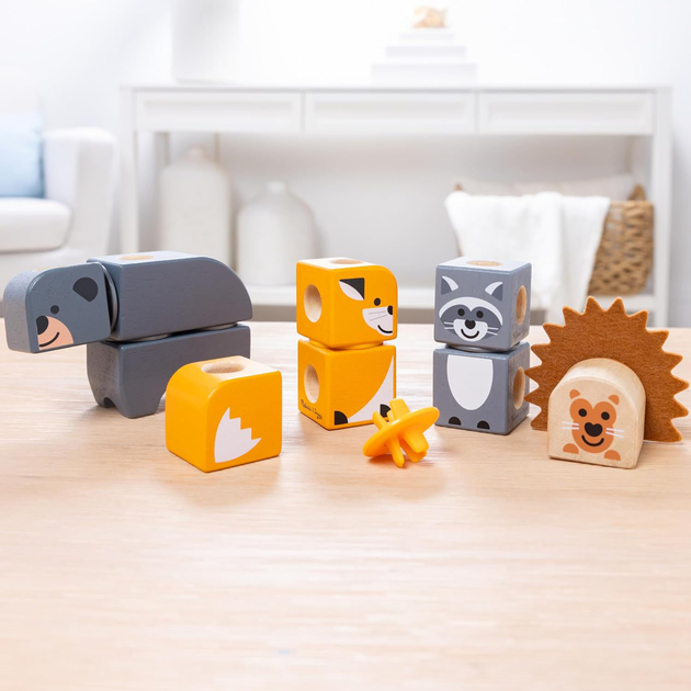 Набір дерев'яних кубиків Melissa & Doug Тварини 16 елементів (681147005464) - зображення 4