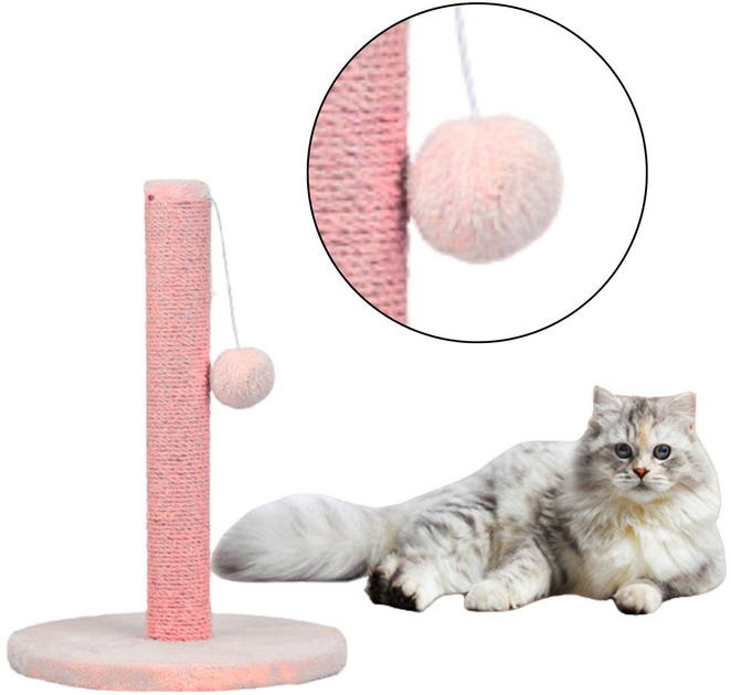 Кігтеточка для котів LEAN Toys Вежа 40 x 30 см Рожева (5905991034537) - зображення 2