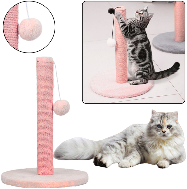 Кігтеточка для котів LEAN Toys Вежа 40 x 30 см Рожева (5905991034537) - зображення 3