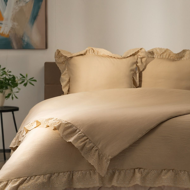 Komplet pościeli Homla Morain King Size Poszewka na pościel 220 x 200 cm + 2 poszewki na poduszki 50 x 60 cm z mikrofibry Beżowy (5906496734403) - obraz 1