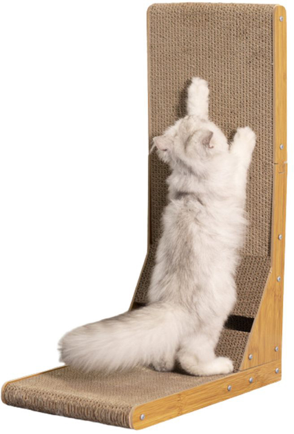 Drapak dla kotów LEAN Toys narożny stojący kartonowy z piłeczką 60 x 40 x 24 cm (5905991034582) - obraz 3