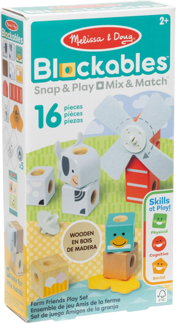 Zestaw drewnianych klocków Melissa & Doug Na farmie 16 elementów (681147005471) - obraz 1