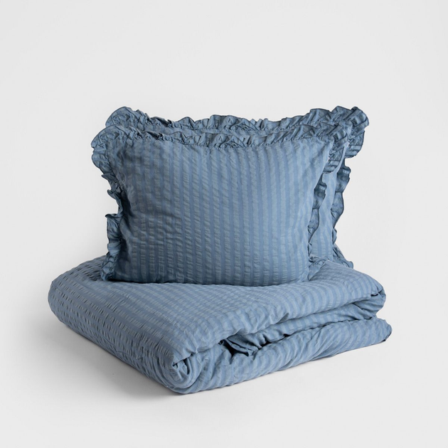 Комплект постільної білизни Homla Rosheen King Size Підковдра 220 x 200 см + 2 наволочки 50 x 60 см бавовняний із віскозою Синій (5906496701016) - зображення 2