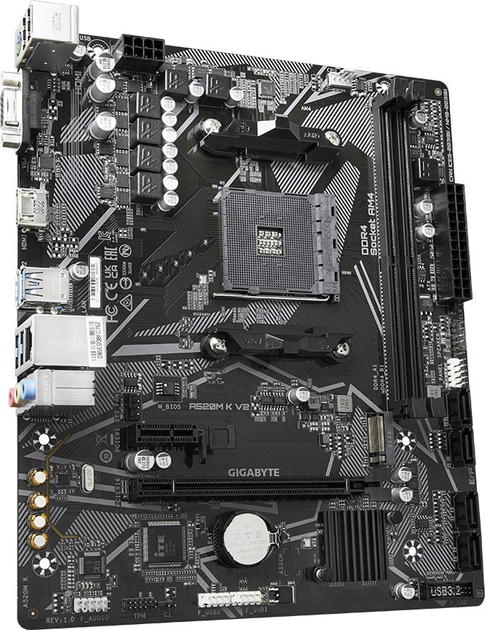 Материнська плата Socket_AM4 GigaByte A520M K V2 (mATX, A520, 2x DDR4, max. 64GB) - Фото 1 Материнська плата Socket_AM4 GigaByte A520M K V2 (mATX, A520, 2x DDR4, max. 64GB) - зображення 1