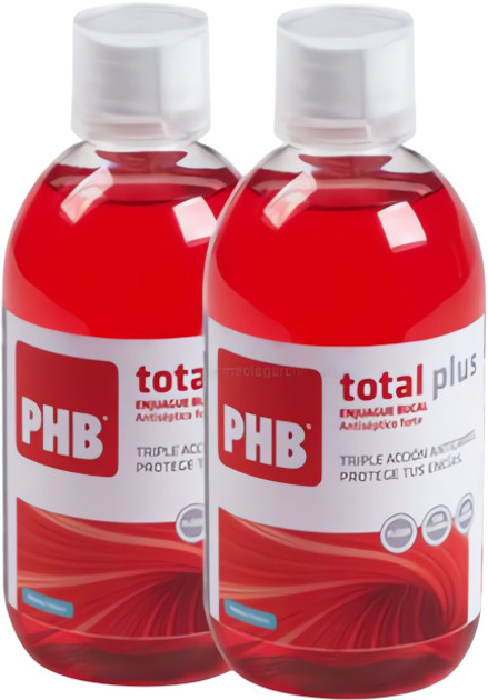 Ополіскувач ротової порожнини PHB Total Plus від неприємного запаху з рота 2x500 мл (8435520008762) - зображення 1