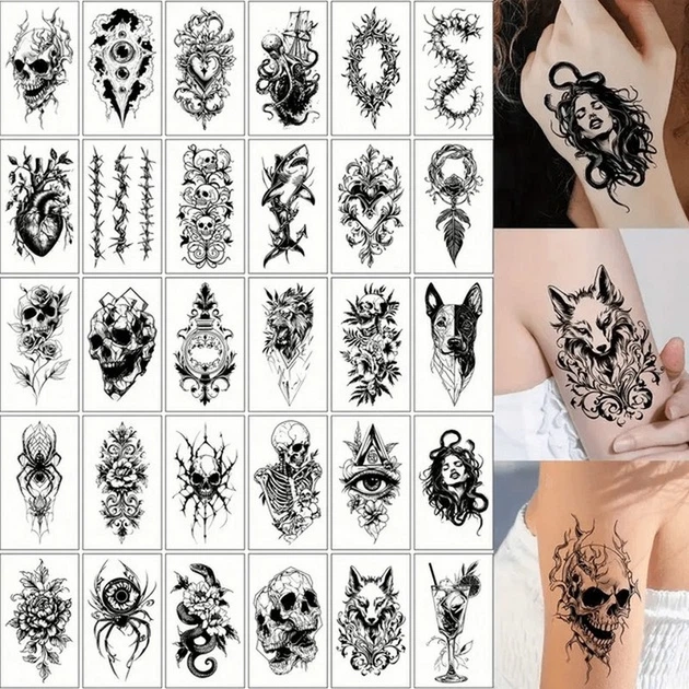 Набір дитячих тимчасових татуювань "Чорні міні №5" Fresh Tattoo black-tattoo-mini-set-5-T - Фото 2 Набір дитячих тимчасових татуювань "Чорні міні №5" Fresh Tattoo black-tattoo-mini-set-5-T - зображення 2
