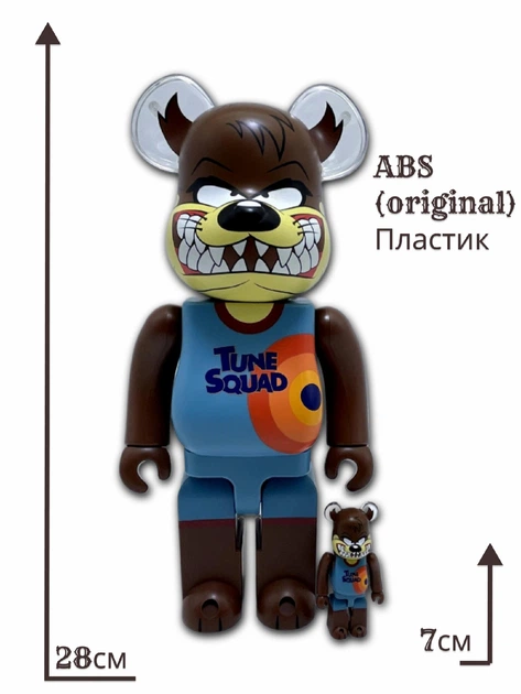 Статуэтка Bearbrick x Tasmanian Devil x Space Jam 400% + 100% 28 см + 7 см Medicom Toy Тасманский дьявол - изображение 3