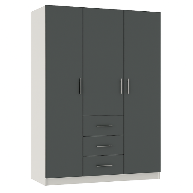 Шкаф распашной ШР7 SENAM 2400х1400х600 мм корпус ДСП Серая Мышка фасад ДСП Серый Графит (ШР7.24.60.14.7) - Фото 3 Шкаф распашной ШР7 SENAM 2400х1400х600 мм корпус ДСП Серая Мышка фасад ДСП Серый Графит (ШР7.24.60.14.7) - изображение 3