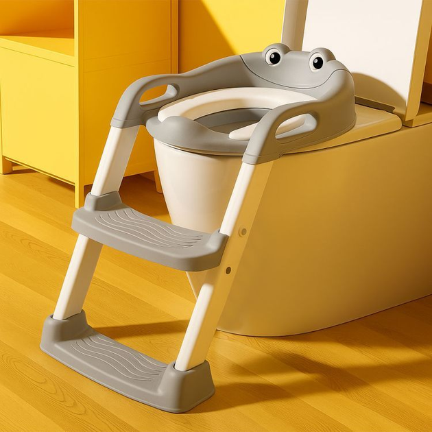 Nakładka na toaletę ze schodkami EcoToys szara 41x38x55 cm (5905817006991) - obraz 7