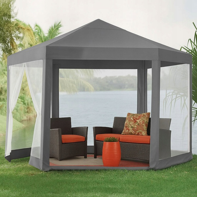 Namiot pawilon ModernHome by Multistore ogrodowy z moskitierą szary 2 x 2 x 2 m PAW-2x2x2-N-GY (5905817005666) - obraz 8
