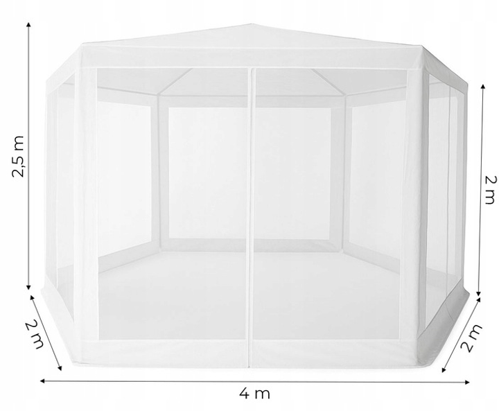 Намет-павільйон ModernHome by Multistore садовий 2 х 2 х 2 м з москітною сіткою білий PAW-2X2X2-N-W (5905817005659) - зображення 3