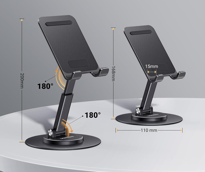 Тримач для телефона/планшета UGREEN LP805 Swivel & Foldable Multi-Angle Phone Stand Black (6941876231522) - зображення 3