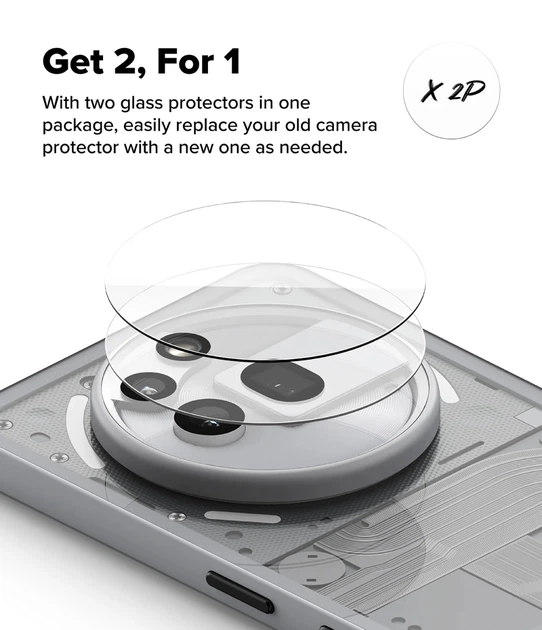 Защитное стекло на камеру Ringke Camera Full Cover Glass 2-Pack для Nothing Phone (3a) Pro Clear (C1G1071) - Фото 6 Защитное стекло на камеру Ringke Camera Full Cover Glass 2-Pack для Nothing Phone (3a) Pro Clear (C1G1071) - изображение 6