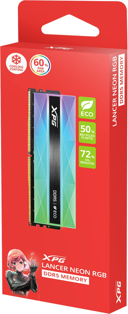 Pamięć RAM ADATA DDR5-6400 32768MB PC5-51200 (Kit of 2x16384) XPG Lancer Neon RGB Silver (AX5U6400C3216G-DCLANRSG) - obraz 5