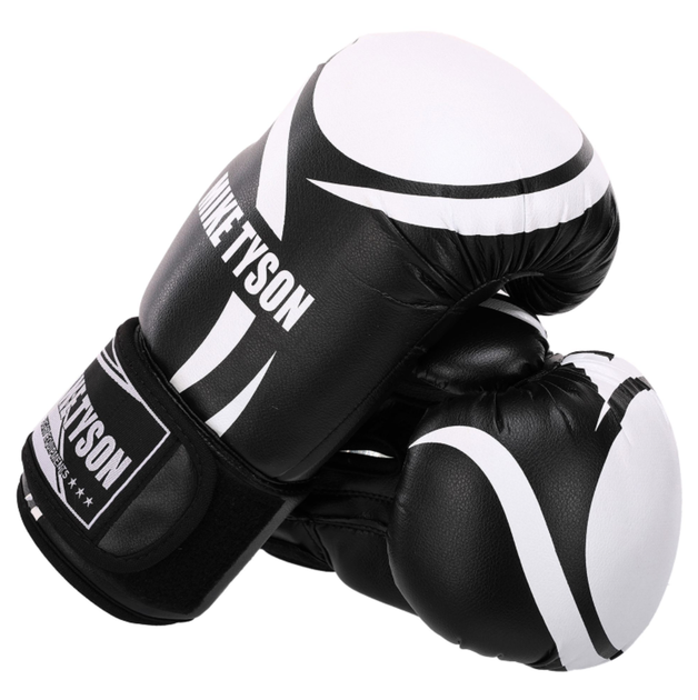 Перчатки боксерские на липучке Mike Tyson SP-Sport 4544 размер 10 унций Black-White - изображение 2