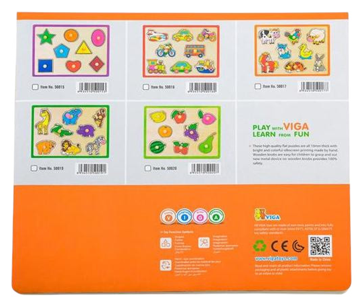 Zestaw drewnianych puzzli Viga na podkładce z uchwytami Pojazdy 50016 (6934510500160) - obraz 6