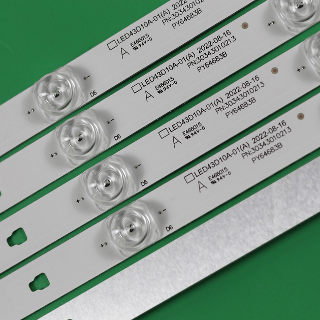 LED підсвітка TV 43" inch 10-led 850mm 3V LED43D10A-01(A) + LED43D10B-01(A) LED43D10A-ZC14FG-07 5pcs=1set - Фото 4 LED підсвітка TV 43" inch 10-led 850mm 3V LED43D10A-01(A) + LED43D10B-01(A) LED43D10A-ZC14FG-07 5pcs=1set - изображение 4