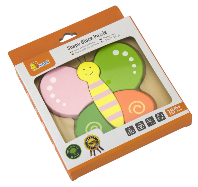 Drewniany mini puzzle Viga na podkładce Motyl 50170 (6934510501709) - obraz 5