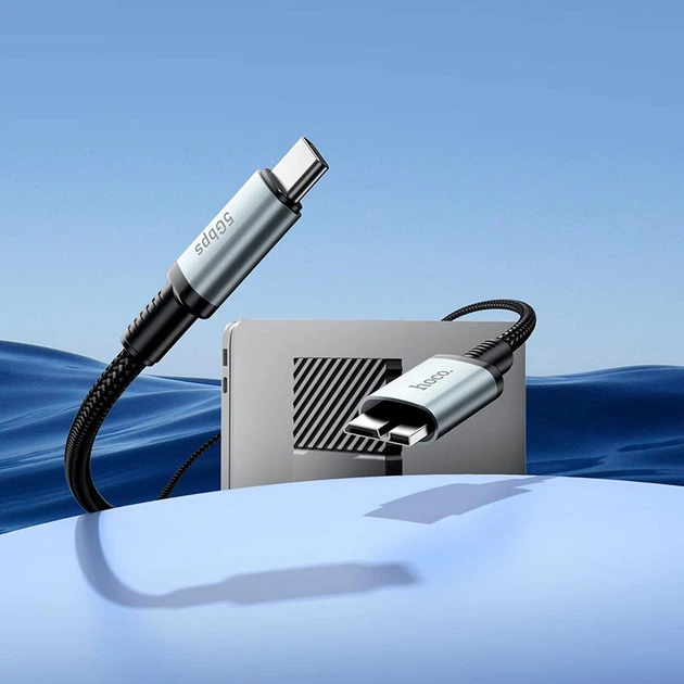 Кабель Hoco Type-C to Micro USB 3.0 excellent speed cable US10 |0.5m, 5Gbps| чорний - зображення 7