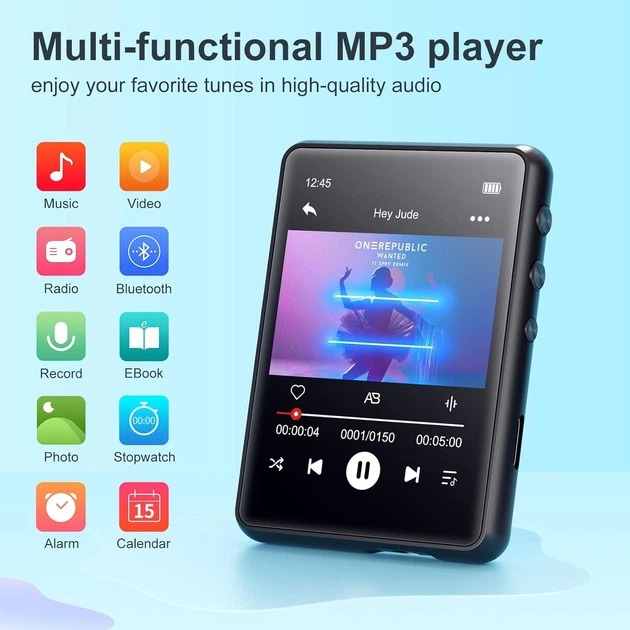 Hi-Fi MP3 плеер MECHEN M3 - 64GB, Bluetooth 5.3, сенсорный экран 2,4 дюйма, внешний динамик, FM,чехол, защитное стекло Black - изображение 6