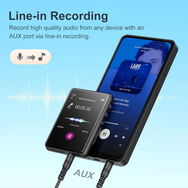 Hi-Fi MP3 плеер MECHEN M3 - 64GB, Bluetooth 5.3, сенсорный экран 2,4 дюйма, внешний динамик, FM,чехол, защитное стекло Black - изображение 7
