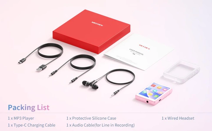 Hi-Fi MP3 плеер MECHEN M3 - 64GB, Bluetooth 5.3, сенсорный экран 2,4 дюйма, внешний динамик, FM,чехол, защитное стекло Pink - Фото 7 Hi-Fi MP3 плеер MECHEN M3 - 64GB, Bluetooth 5.3, сенсорный экран 2,4 дюйма, внешний динамик, FM,чехол, защитное стекло Pink - изображение 7