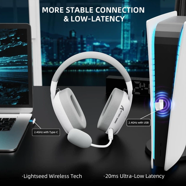 Беспроводные наушники Attack Shark L80 PRO WHITE (BT/2.4G ) - Фото 2 Беспроводные наушники Attack Shark L80 PRO WHITE (BT/2.4G ) - изображение 2