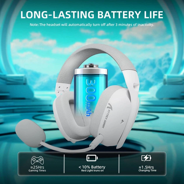 Беспроводные наушники Attack Shark L80 PRO WHITE (BT/2.4G ) - Фото 4 Беспроводные наушники Attack Shark L80 PRO WHITE (BT/2.4G ) - изображение 4