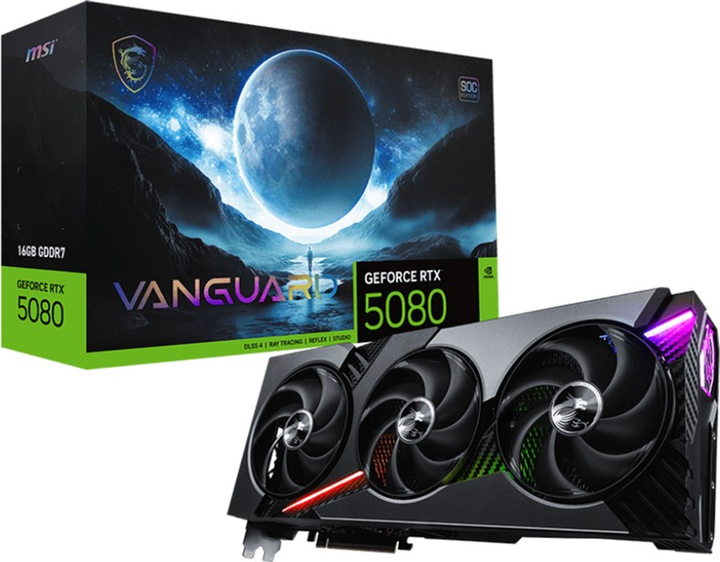 Karta graficzna MSI GeForce RTX 5080 VANGUARD SOC 16GB GDDR7 (256bit) (2745/30000) (HDMI, 3 x DisplayPort) (V531-039R) - obraz 8