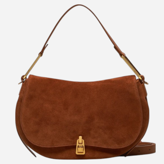 Torebka bagietka damska zamszowa Coccinelle E1PQS580101-R30 Brązowa - obraz 1