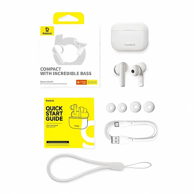 Беспроводные наушники Baseus Bowie E17 white (A00072200223-Z1) - Фото 5 Беспроводные наушники Baseus Bowie E17 white (A00072200223-Z1) - изображение 5