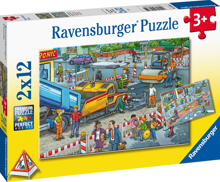Puzzle Ravensburger Plac budowy drogowej 2x12 szt (10105635) (4005556056354) - obraz 2