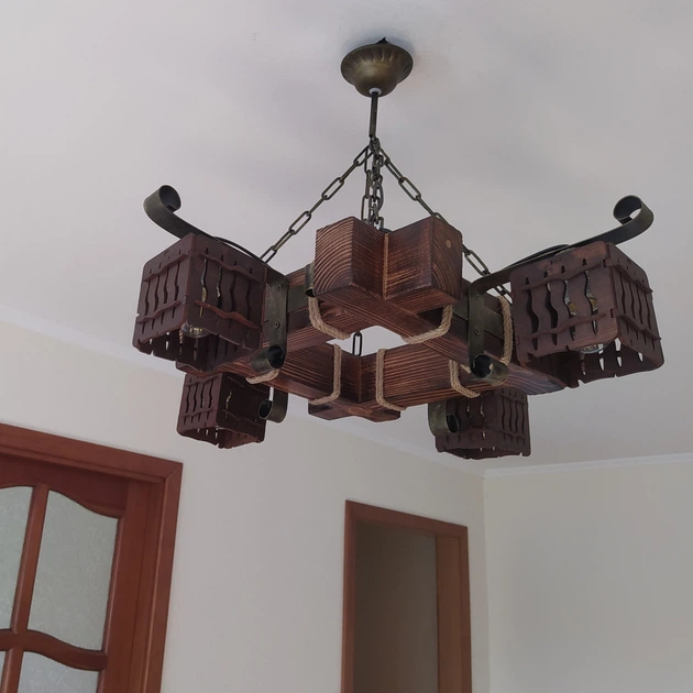 Люстра деревянная подвесная Light House LPR-20107/4P цвет коричневый - изображение 5
