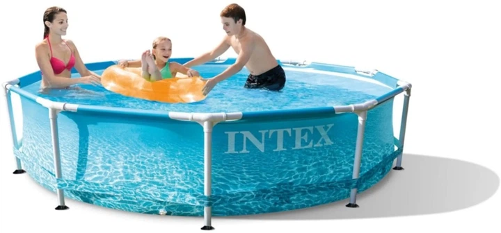 Бассейн каркасный круглый Intex 305х76 см с фильтром насосом Metal Frame Pool Морской принт (28208) - изображение 4