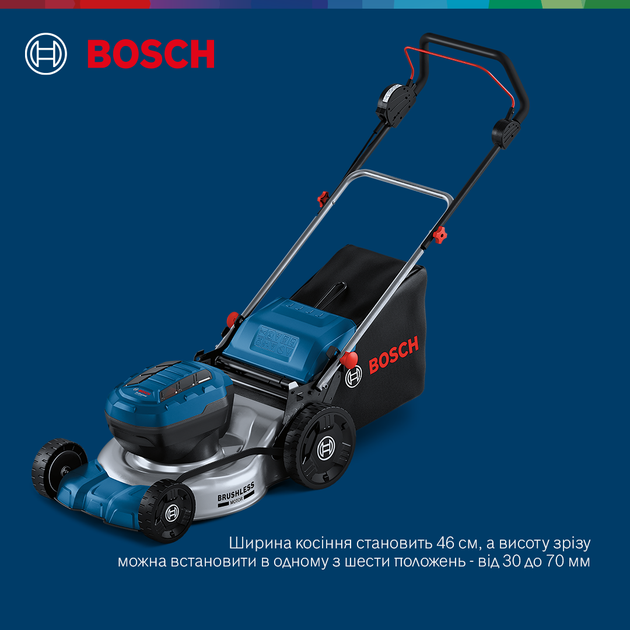 Аккумуляторная газонокосилка Bosch Professional GRA 18V2-460 18 В 46 см 60 л 30-70 мм 23 кг Без АКБ и ЗУ (0.600.8C8.000) - изображение 5
