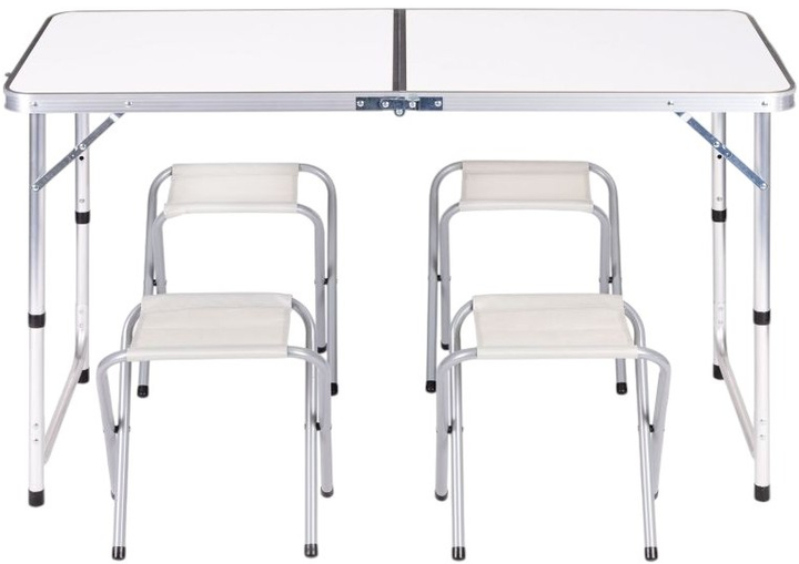 Zestaw stół składany turystyczny i 4 krzesła ModernHome by Multistore biały (HTA120R+4S WHITE) - obraz 3