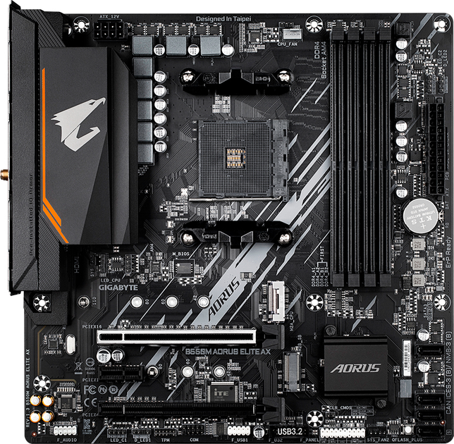 Материнська плата Gigabyte B550M Aorus Elite AX (sAM4, AMD B550, PCI-Ex16) - зображення 1