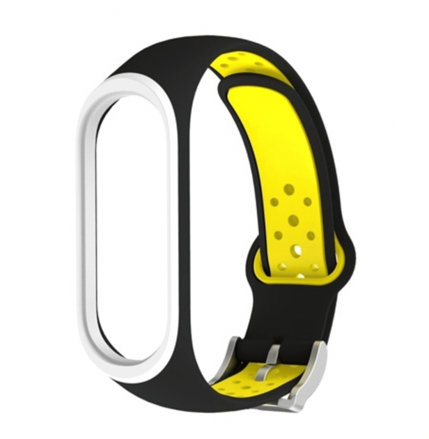 Ремешок Nike style с металлической застежкой для фитнес-браслета Xiaomi Mi Band 4 и 3 Черный с желтым (mrk3206) - изображение 6