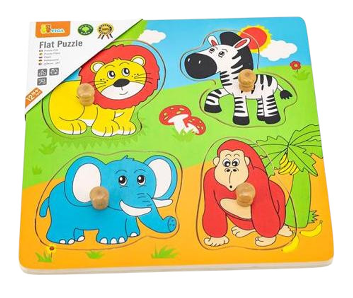 Drewniane puzzle niespodzianka Viga na podkładce z uchwytami Zoo 59563 (6934510595630) - obraz 4