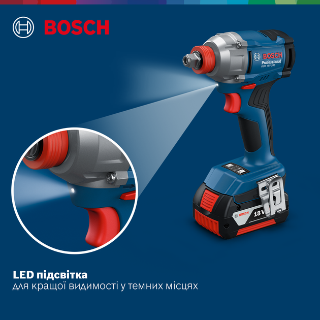 Аккумуляторный бесщеточный ударный гайковерт Bosch GDX 18V-285+ (L-BOXX + 2х аккумуляторы 18V 4,0Ah + Зарядное устройство) (06019N2102) - изображение 5