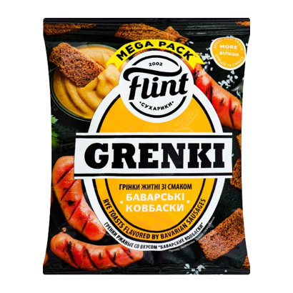Сухарики Flint Ржаные Гренки со Вкусом "Баварсике Колбаски" 100g - Фото 1 Сухарики Flint Ржаные Гренки со Вкусом "Баварсике Колбаски" 100g - изображение 1