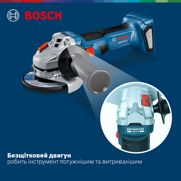 Акумуляторна бещіткова кутова шліфмашина Bosch GWS 18V-8 solo (06019N9000) - зображення 5