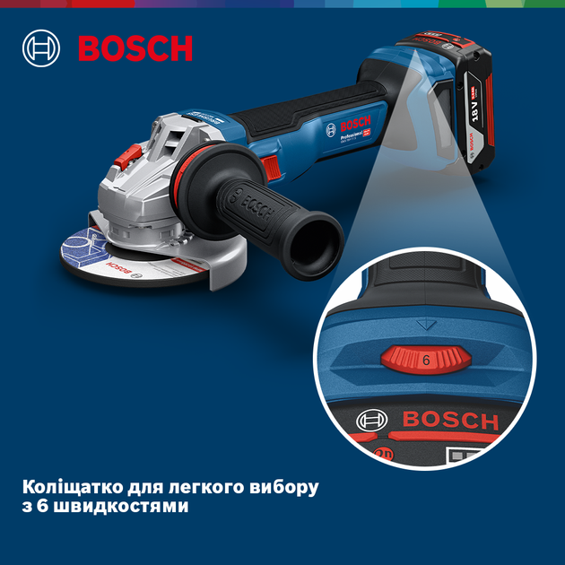 Аккумуляторная бесщеточная угловая шлифмашина Bosch GWS 18V-11 S solo (06019N4000) - Фото 3 Аккумуляторная бесщеточная угловая шлифмашина Bosch GWS 18V-11 S solo (06019N4000) - изображение 3