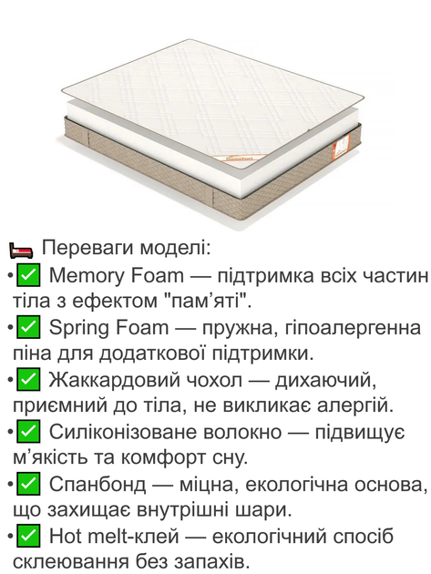 Ортопедический матрас Foam Optima 80х200 см - изображение 3