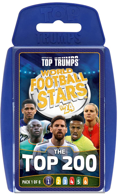 Настільна гра Winning Moves Games Top Trumps світові зірки футболу 2024 стартовий набір 200 карток (англійська версія) (5036905056922) - зображення 1
