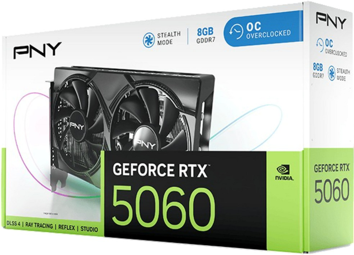 Відеокарта PNY PCI-Ex GeForce RTX 5060 Dual Fan OC 8GB GDDR7 (128bit) (2535/28000) (HDMI, 3 x DisplayPort) (VCG50608DFXPB1-O) - зображення 10