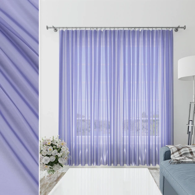 Ткань тюль вуаль цвет фиалка (52г/м.кв300см пог.м) 140596 - изображение 4