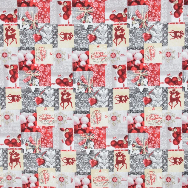 Новогодняя ткань лонета Игрушки серый, бежевый (143г/м.кв280см пог.м) 173591 - Фото 2 Новогодняя ткань лонета Игрушки серый, бежевый (143г/м.кв280см пог.м) 173591 - изображение 2