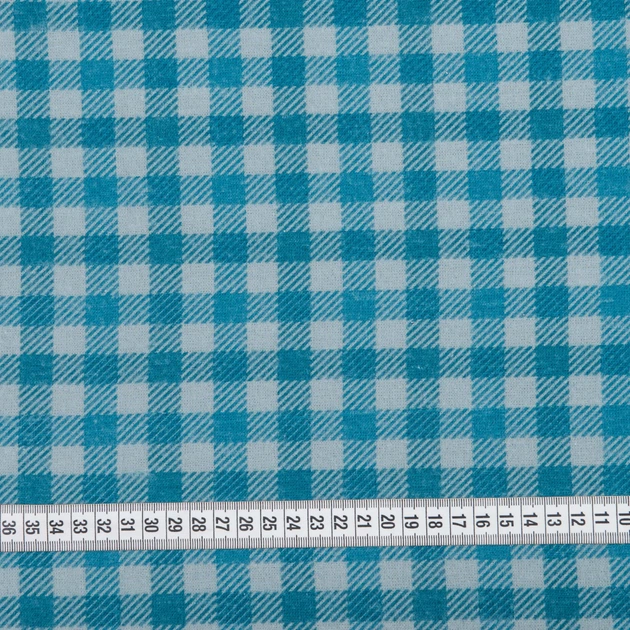 Тканина фланель ТКЧ сорочкова клітинка колір бірюзовий (160г/м.кв155см пог.м) 187382 - Фото 3 Тканина фланель ТКЧ сорочкова клітинка колір бірюзовий (160г/м.кв155см пог.м) 187382 - зображення 3